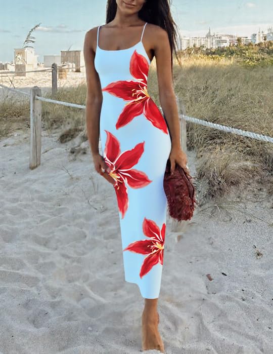 Foto 5 | Vestido Largo Zesica Para Mujer, Estampado Floral, Tirantes Finos - Venta Internacional.