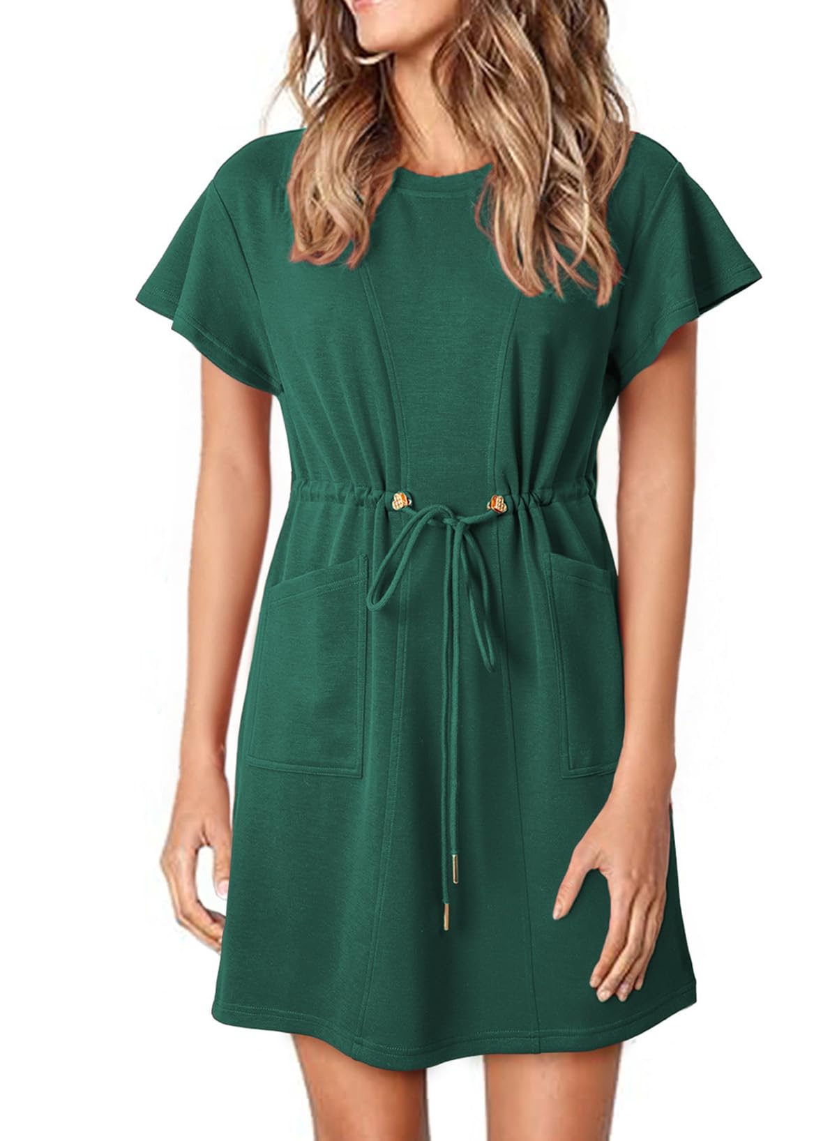 Vestido Evaless, Verano 2025, Casual, Cuello Redondo Y Volantes, Manga Corta - Venta Internacional.