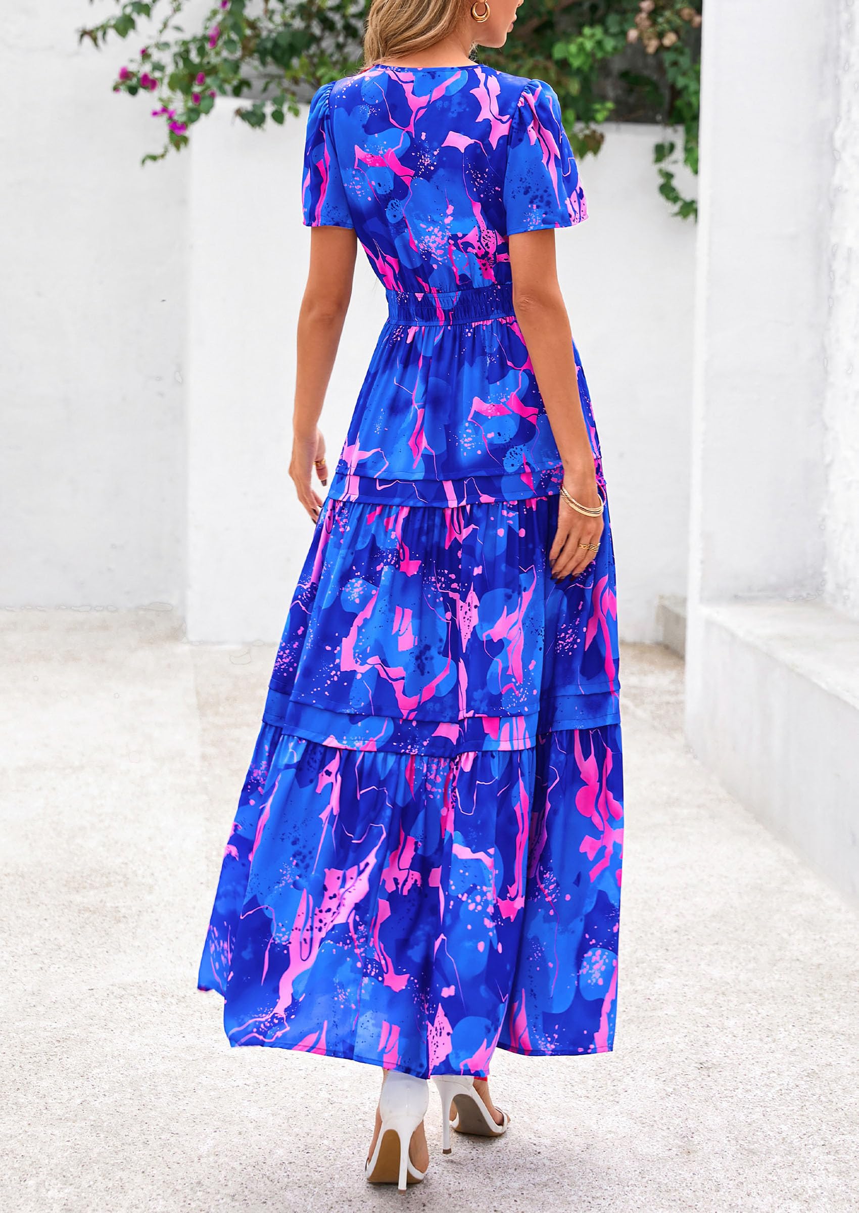 Foto 2 | Vestido Largo Prettygarden Para Mujer, Estilo Bohemio, Floral, Cuello En V - Venta Internacional.