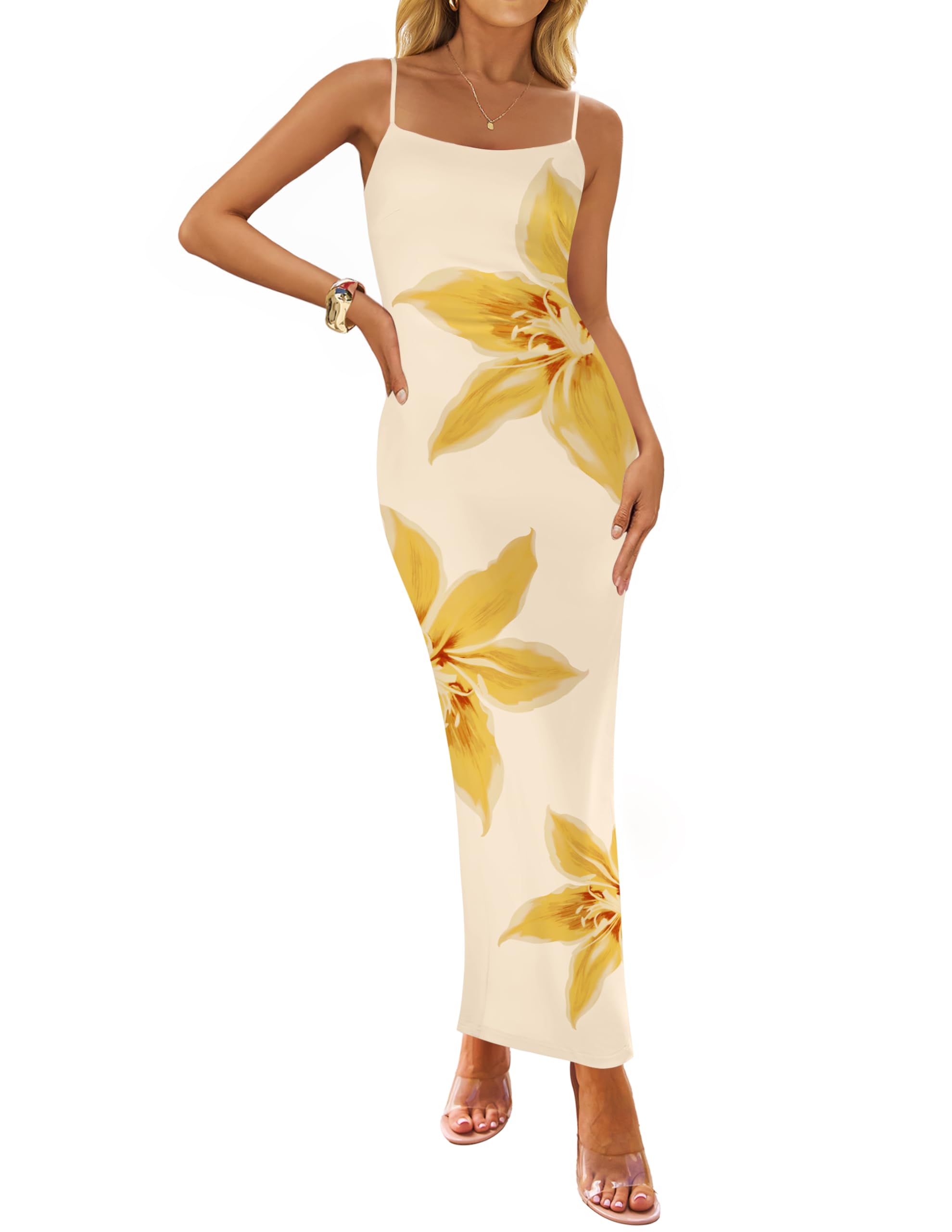 Foto 2 pulgar | Vestido Largo Zesica Para Mujer, Estampado Floral, Tirantes Finos - Venta Internacional.
