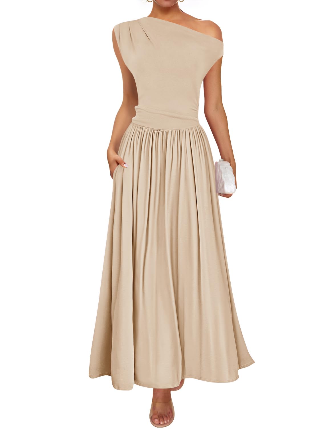 Vestido Largo Zesica Summer 2025 Con Un Solo Hombro Casual Para Mujer - Venta Internacional.