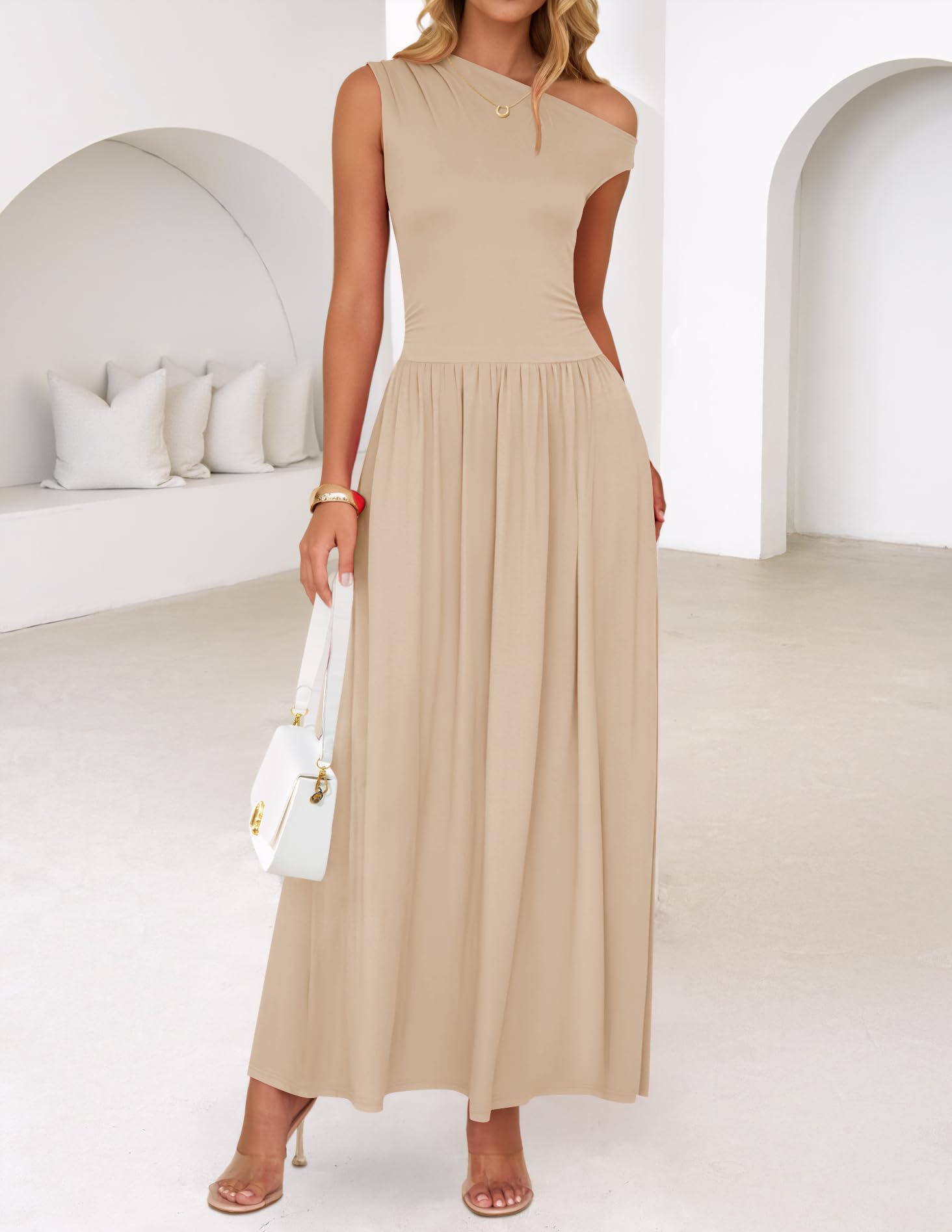 Foto 4 pulgar | Vestido Largo Zesica Summer 2025 Con Un Solo Hombro Casual Para Mujer - Venta Internacional.