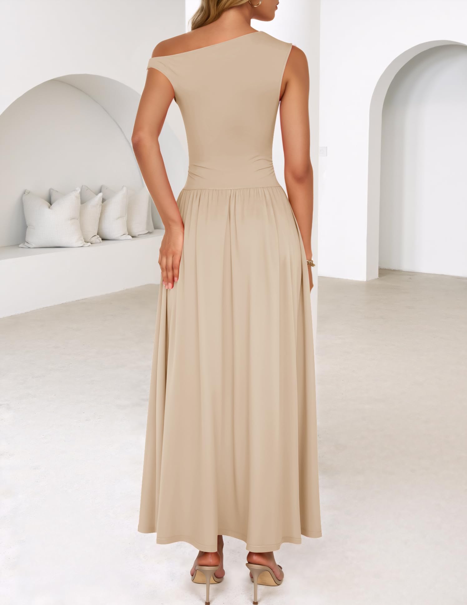 Foto 5 pulgar | Vestido Largo Zesica Summer 2025 Con Un Solo Hombro Casual Para Mujer - Venta Internacional.