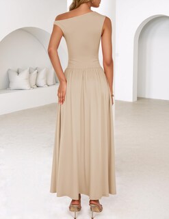 Foto 4 | Vestido Largo Zesica Summer 2025 Con Un Solo Hombro Casual Para Mujer - Venta Internacional.