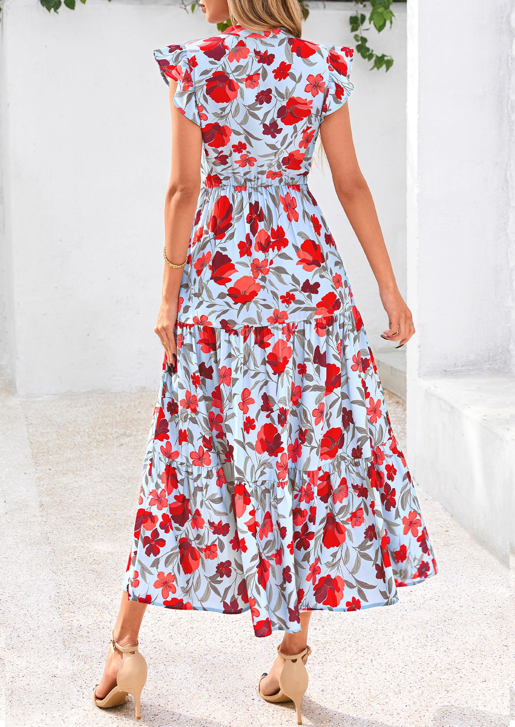 Foto 3 pulgar | Vestido Midi Prettygarden Para Mujer Con Cuello En V Con Estampado Floral De Verano 2025 - Venta Internacional.