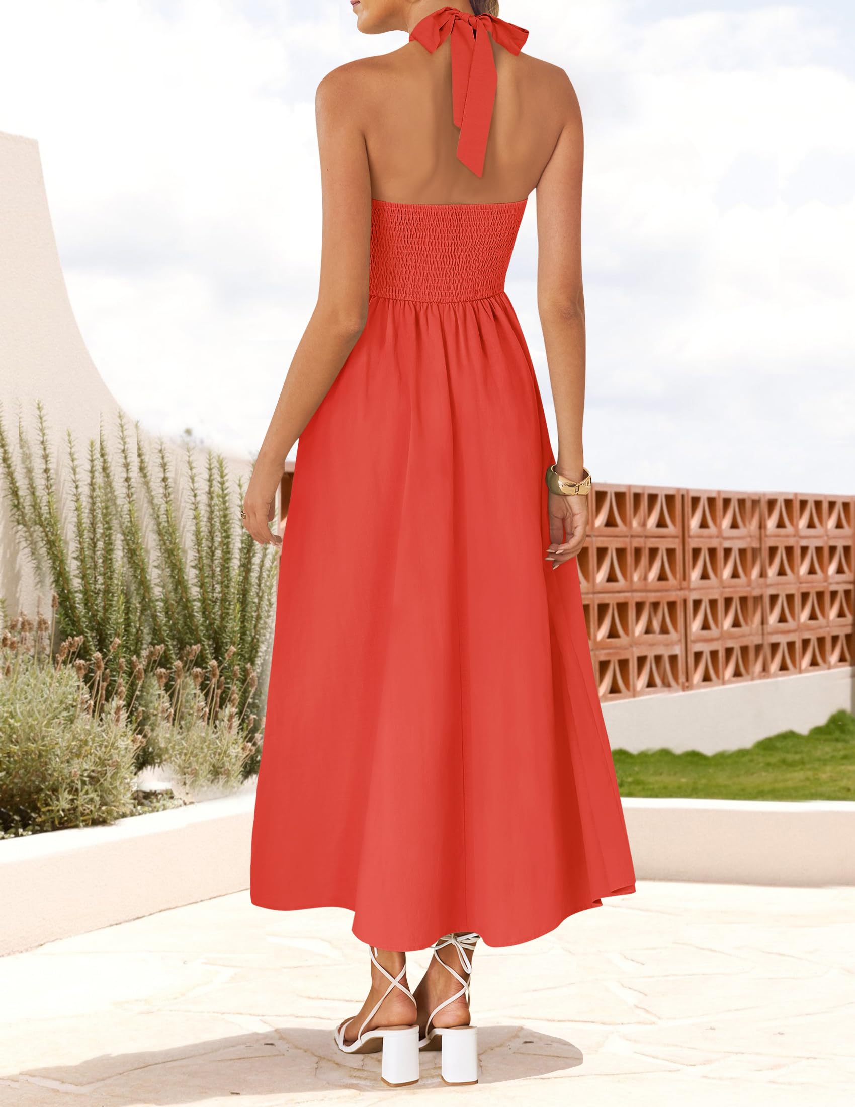 Foto 4 pulgar | Vestido Zesica Summer Halter Midi Watermelonred S Sin Mangas - Venta Internacional.