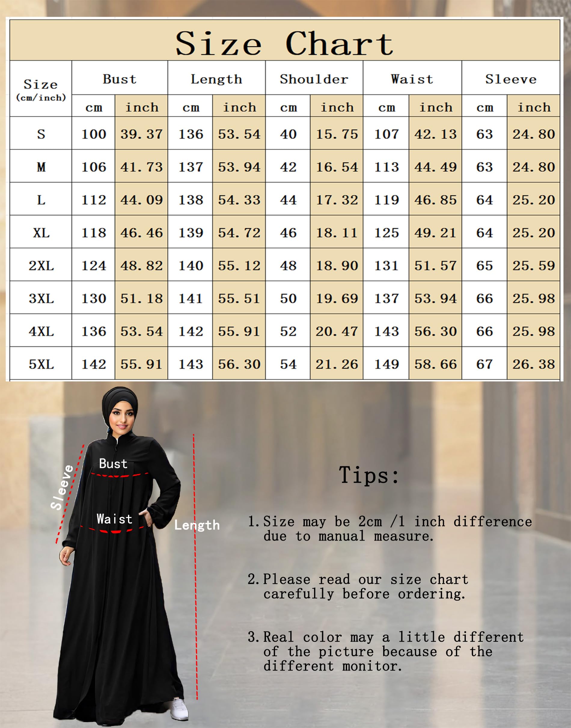 Foto 6 pulgar | Vestido Abaya Para Mujer Musulmana, Manga Larga, Cierre Frontal, Negro - Venta Internacional.