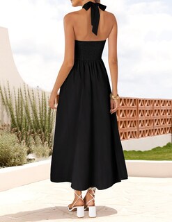 Foto 3 | Vestido Zesica De Verano Sin Mangas, Halter, Midi, Negro, Para Mujer - Venta Internacional.