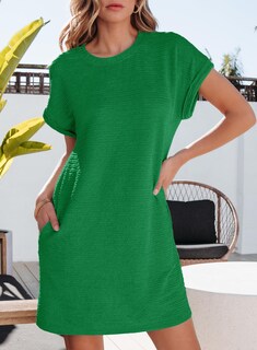 Foto 2 | Vestido Evaless, Verano 2025, Moda, Manga Corta, Verde Para Mujer - Venta Internacional.
