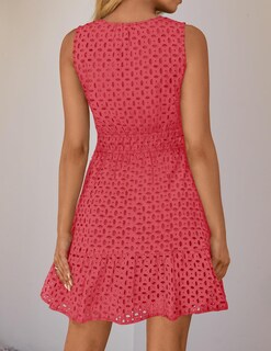 Foto 4 | Vestido De Verano Zesica Sin Mangas Con Cuello En V Y Ojales, Sandía - Venta Internacional.