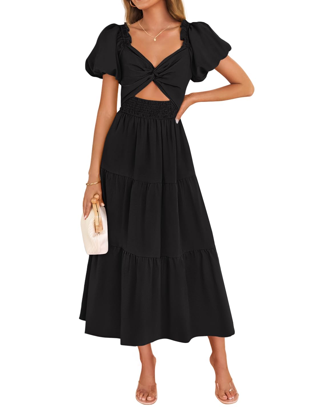 Foto 2 pulgar | Vestido Zesica 2025 Para Mujer, Estilo Bohemio, Estampado, Vacaciones, Negro, Talla L - Venta Internacional.