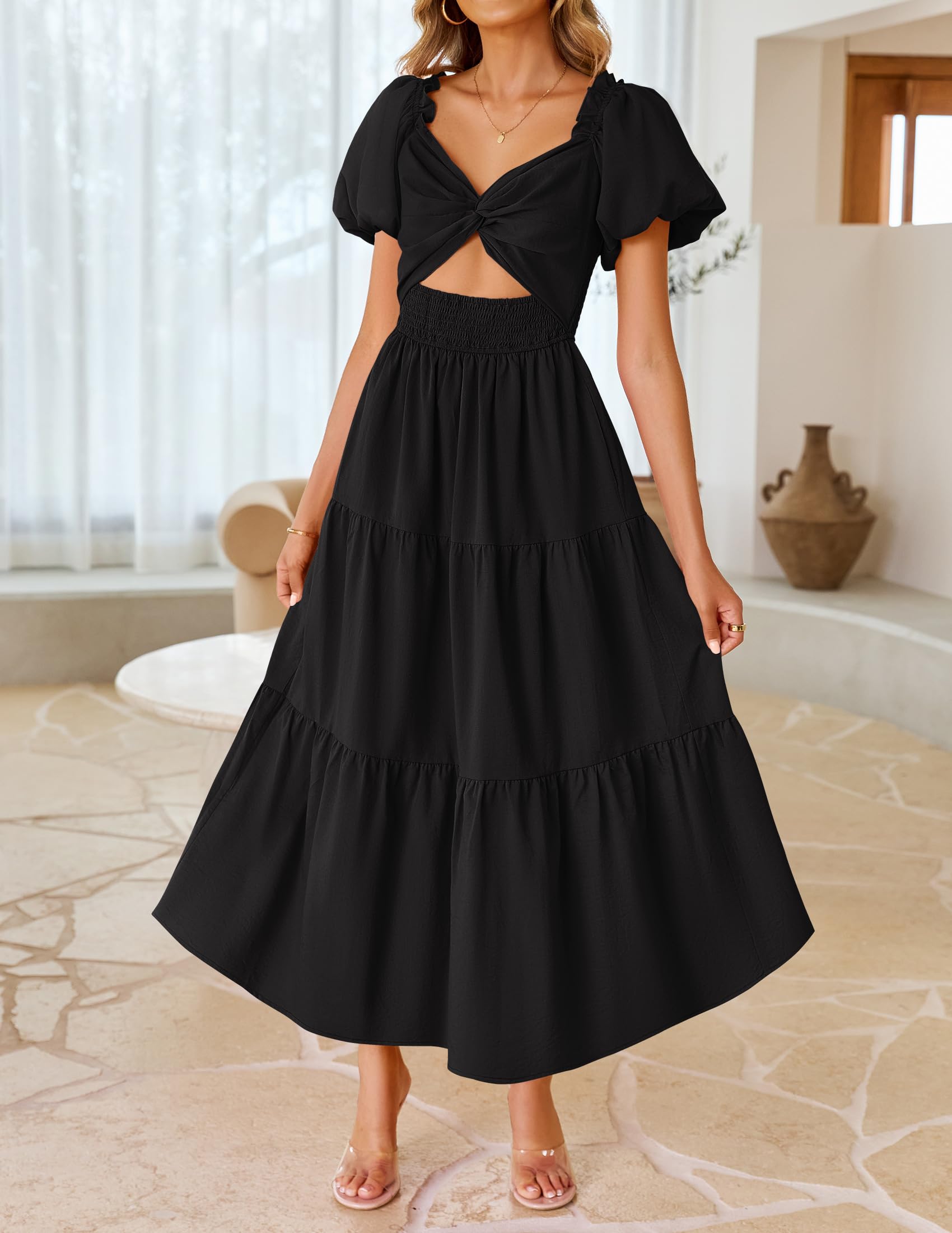 Foto 3 pulgar | Vestido Zesica 2025 Para Mujer, Estilo Bohemio, Estampado, Vacaciones, Negro, Talla L - Venta Internacional.