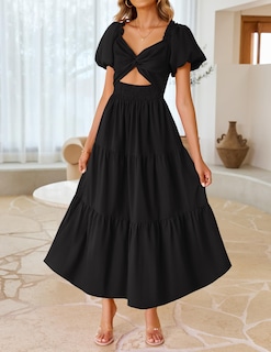 Foto 2 | Vestido Zesica 2025 Para Mujer, Estilo Bohemio, Estampado, Vacaciones, Negro, Talla L - Venta Internacional.