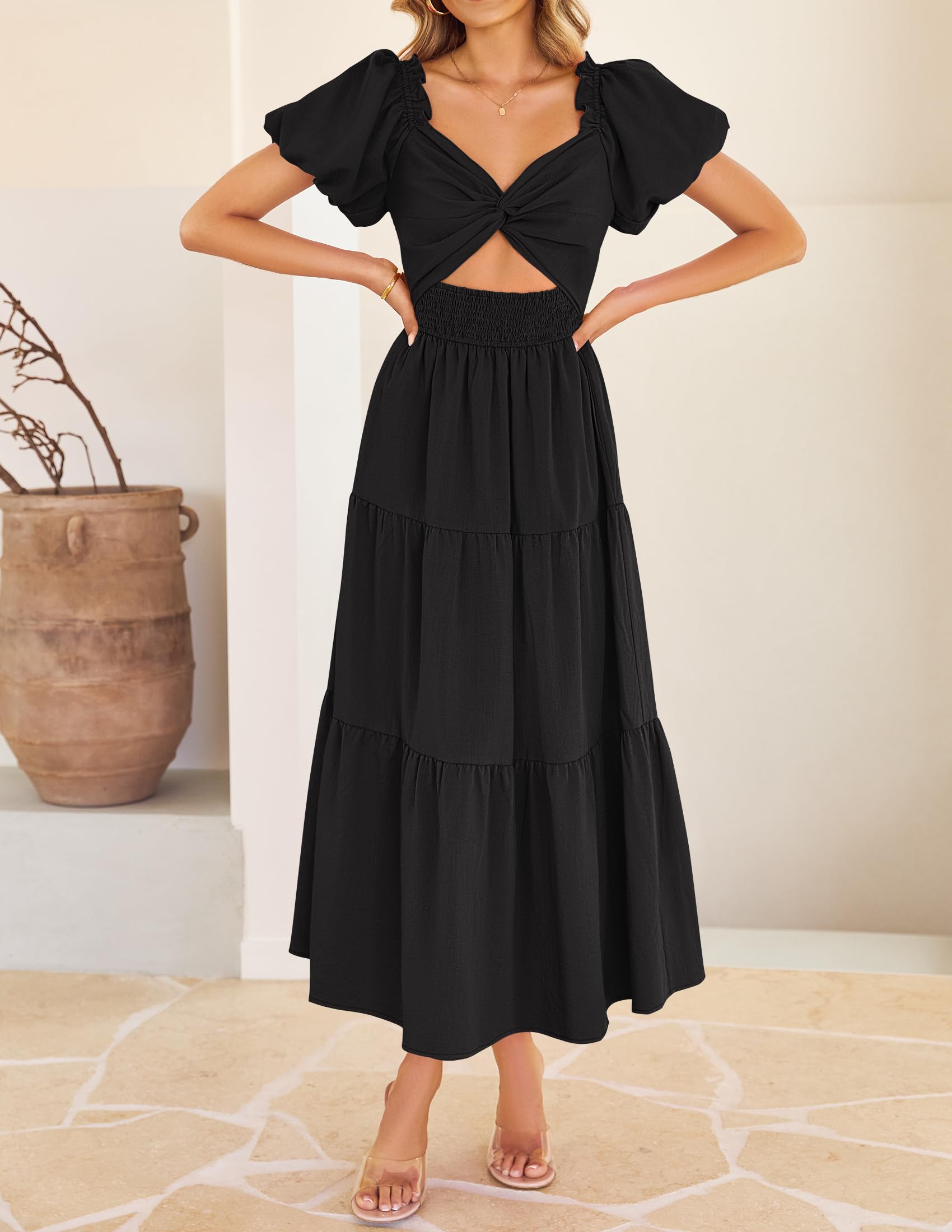 Foto 4 pulgar | Vestido Zesica 2025 Para Mujer, Estilo Bohemio, Estampado, Vacaciones, Negro, Talla L - Venta Internacional.