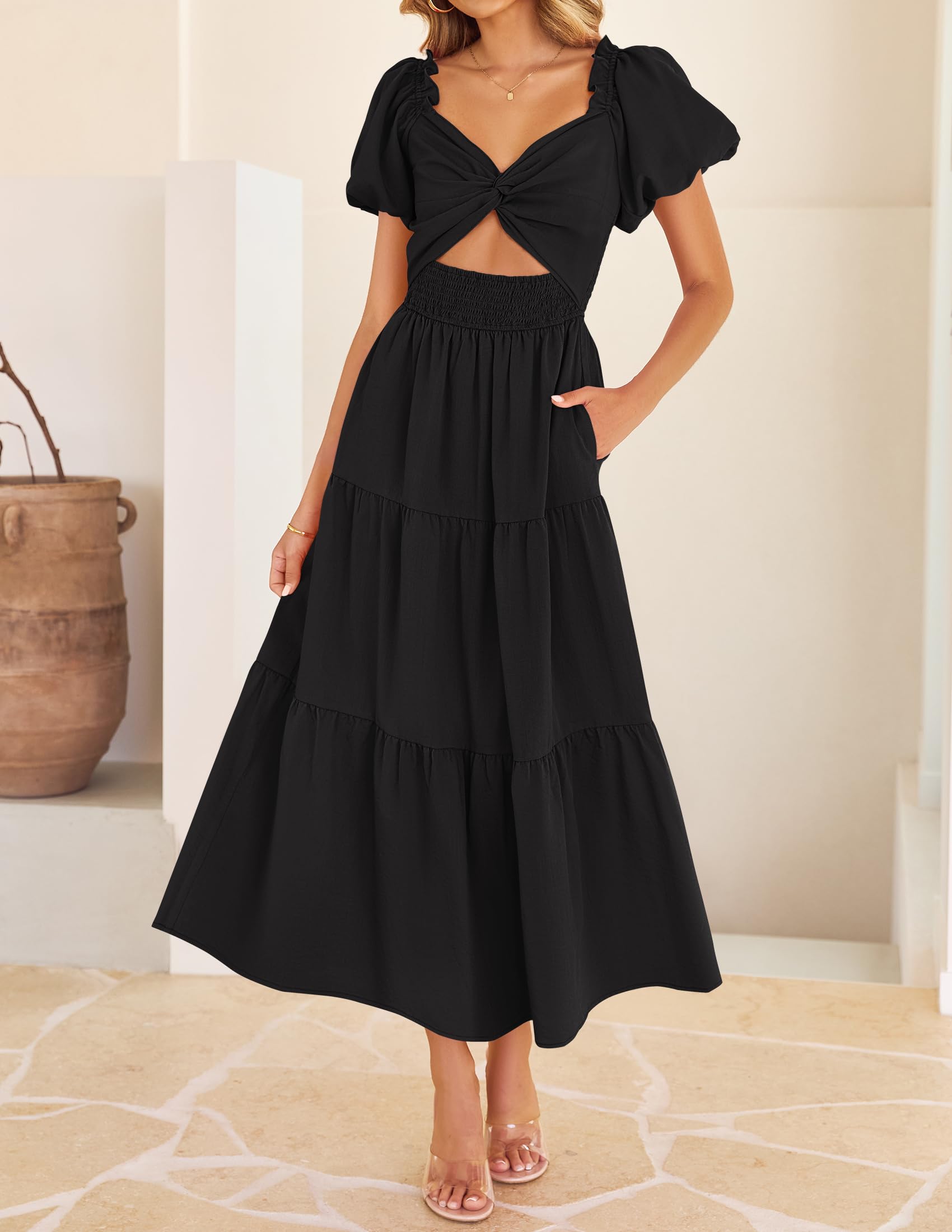Foto 8 pulgar | Vestido Zesica 2025 Para Mujer, Estilo Bohemio, Estampado, Vacaciones, Negro, Talla L - Venta Internacional.