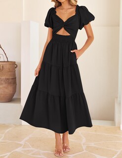 Foto 7 | Vestido Zesica 2025 Para Mujer, Estilo Bohemio, Estampado, Vacaciones, Negro, Talla L - Venta Internacional.