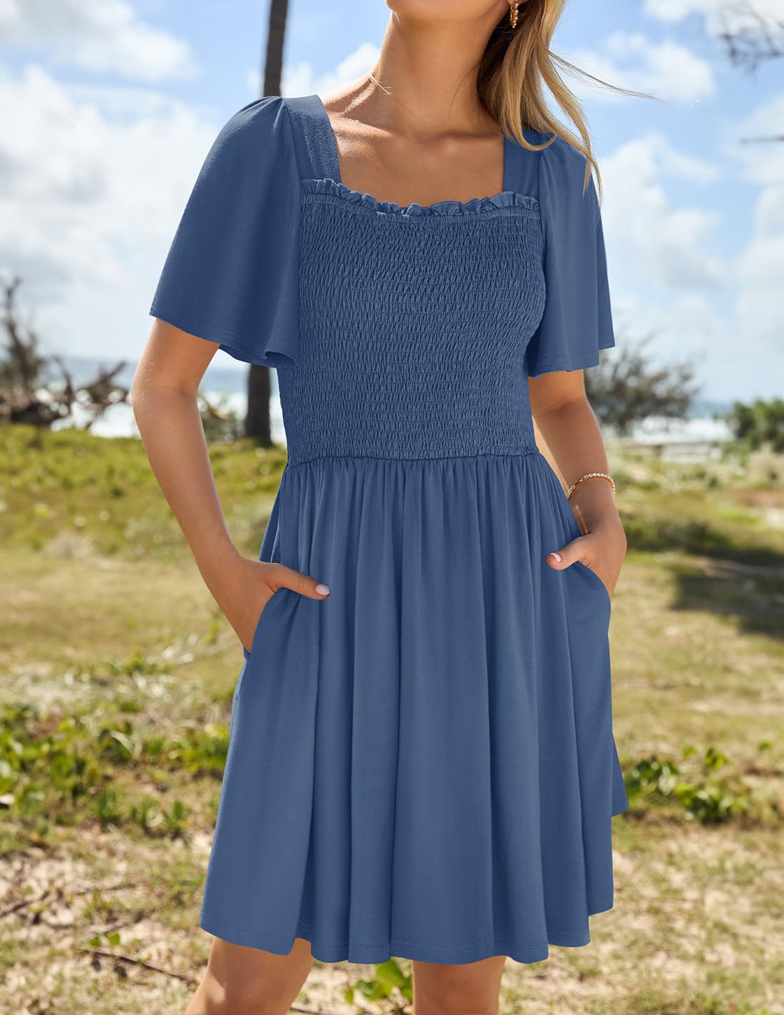Foto 3 pulgar | Vestido Zesica 2025, Casual, De Verano, Con Mangas Onduladas Para Mujer - Venta Internacional.