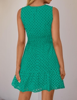 Foto 4 | Vestido De Verano Zesica Sin Mangas Con Cuello En V Y Ojales Verde Para Mujer - Venta Internacional.