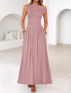 Foto 2 | Vestido Largo Zesica Summer 2025 Con Un Solo Hombro, Casual, Rosa - Venta Internacional.
