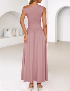 Foto 4 | Vestido Largo Zesica Summer 2025 Con Un Solo Hombro, Casual, Rosa - Venta Internacional.