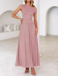 Foto 6 | Vestido Largo Zesica Summer 2025 Con Un Solo Hombro, Casual, Rosa - Venta Internacional.