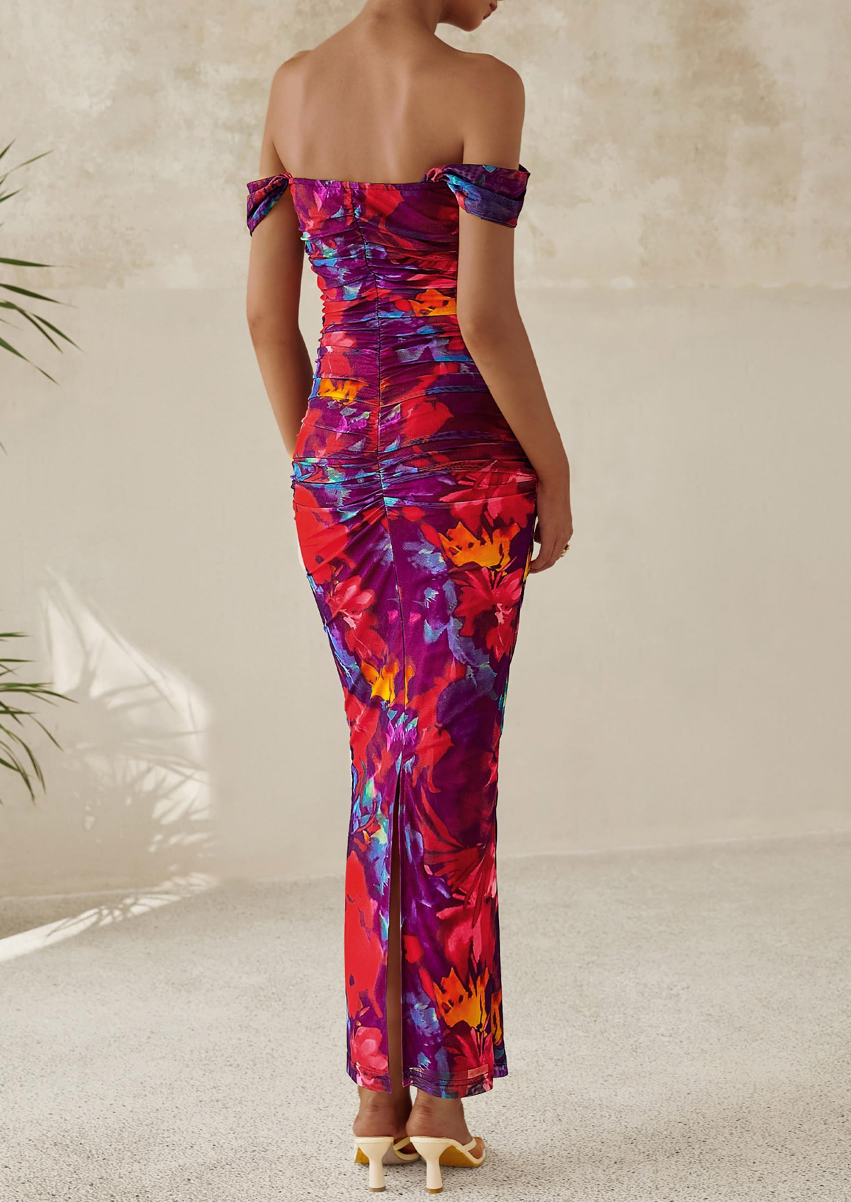 Foto 2 | Vestido Largo Prettygarden Ajustado Fruncido Para Mujer, Verano 2025 - Venta Internacional.