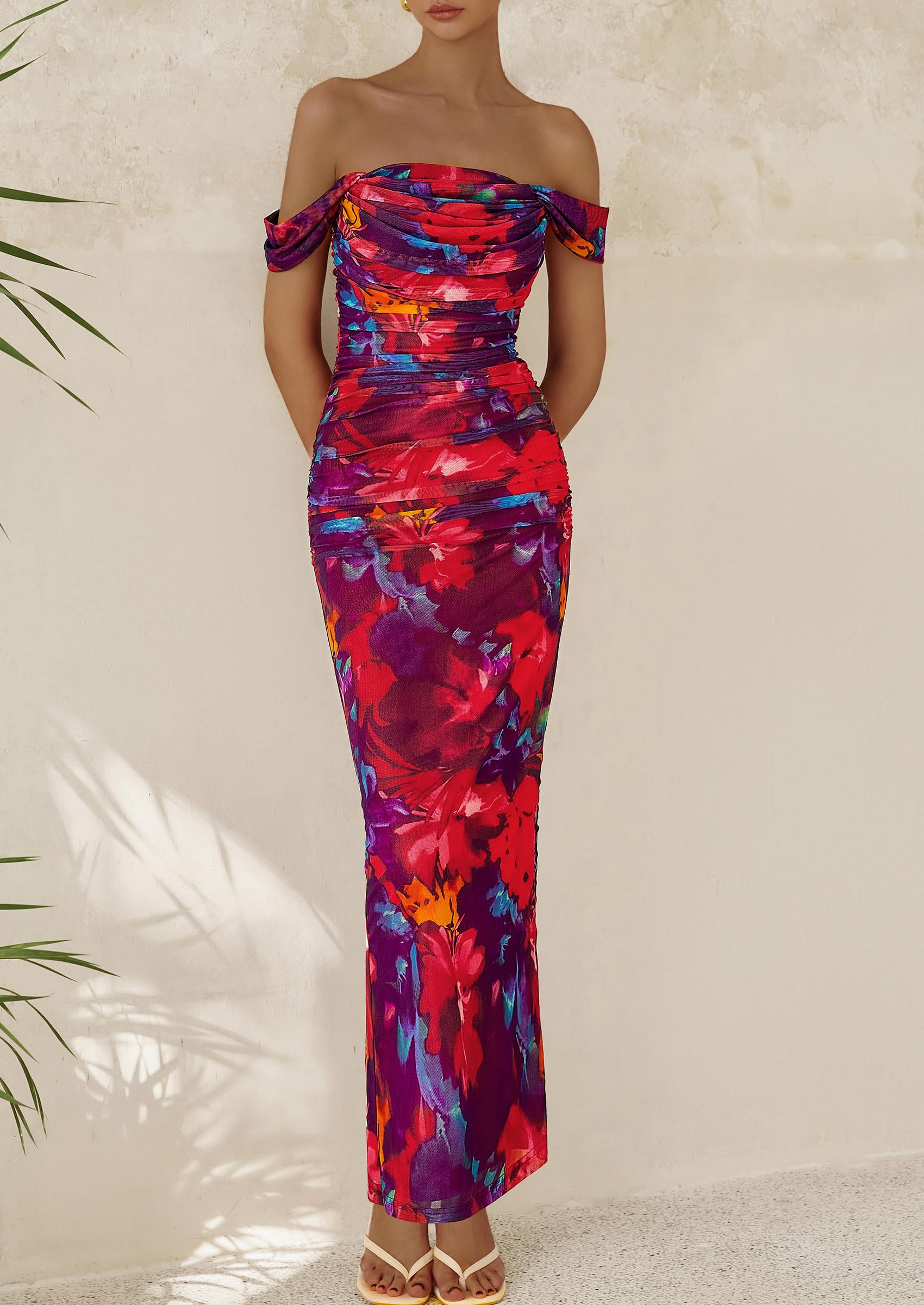 Foto 3 | Vestido Largo Prettygarden Ajustado Fruncido Para Mujer, Verano 2025 - Venta Internacional.