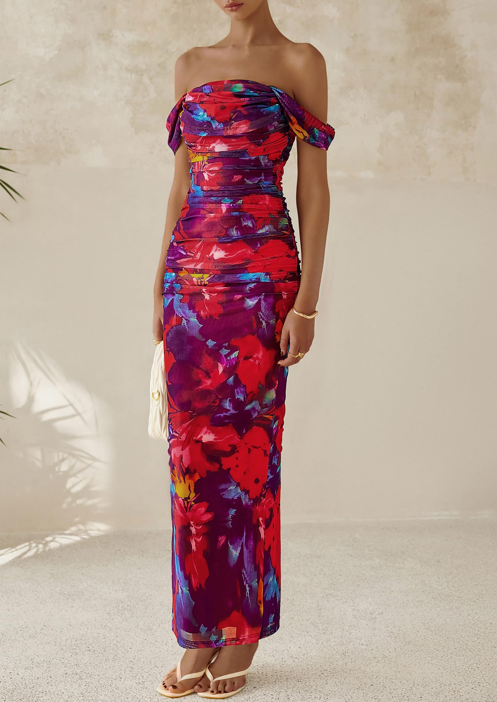 Foto 6 pulgar | Vestido Largo Prettygarden Ajustado Fruncido Para Mujer, Verano 2025 - Venta Internacional.
