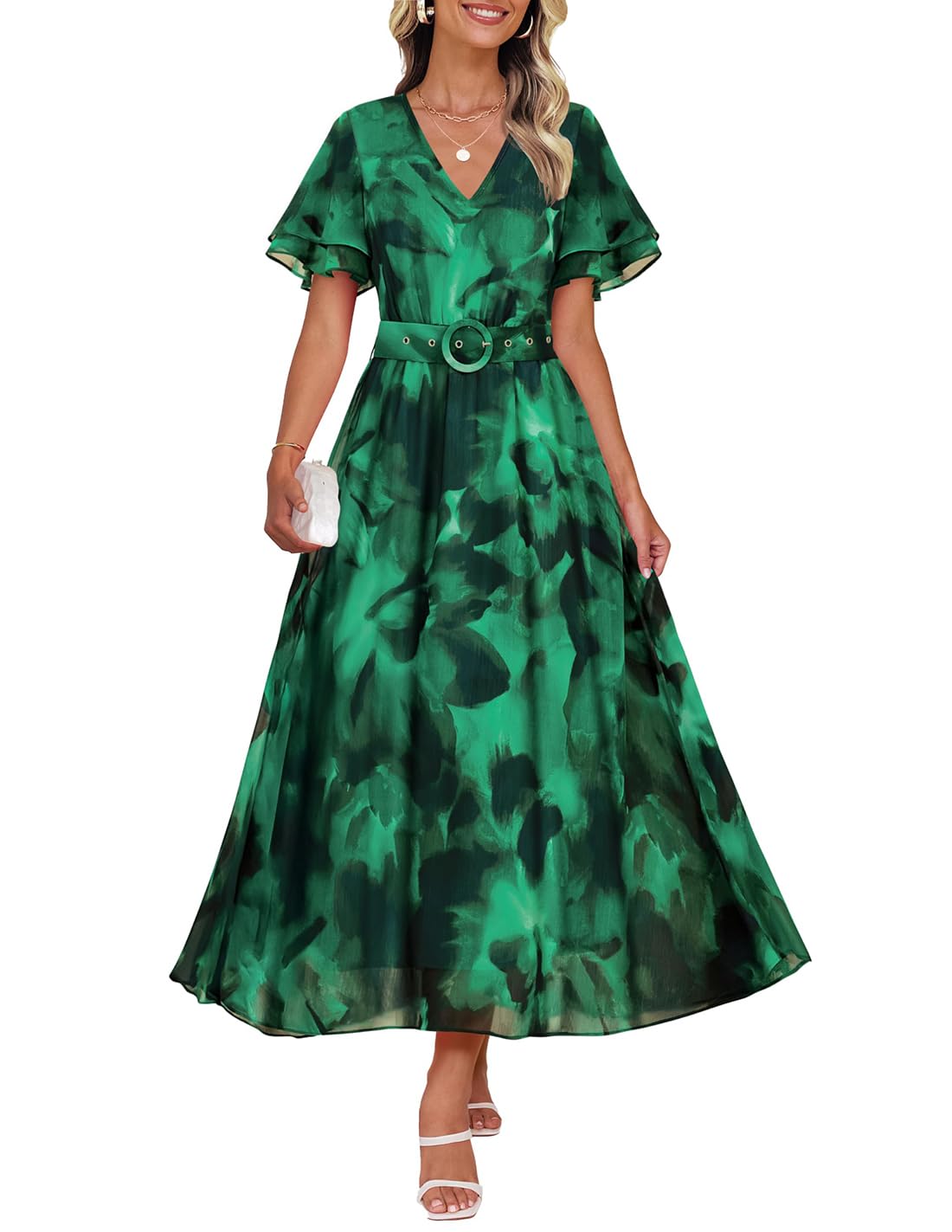Foto 1 | Vestido Midi Zesica 2025 Con Cuello En V Floral De Verano Para Mujer - Venta Internacional.