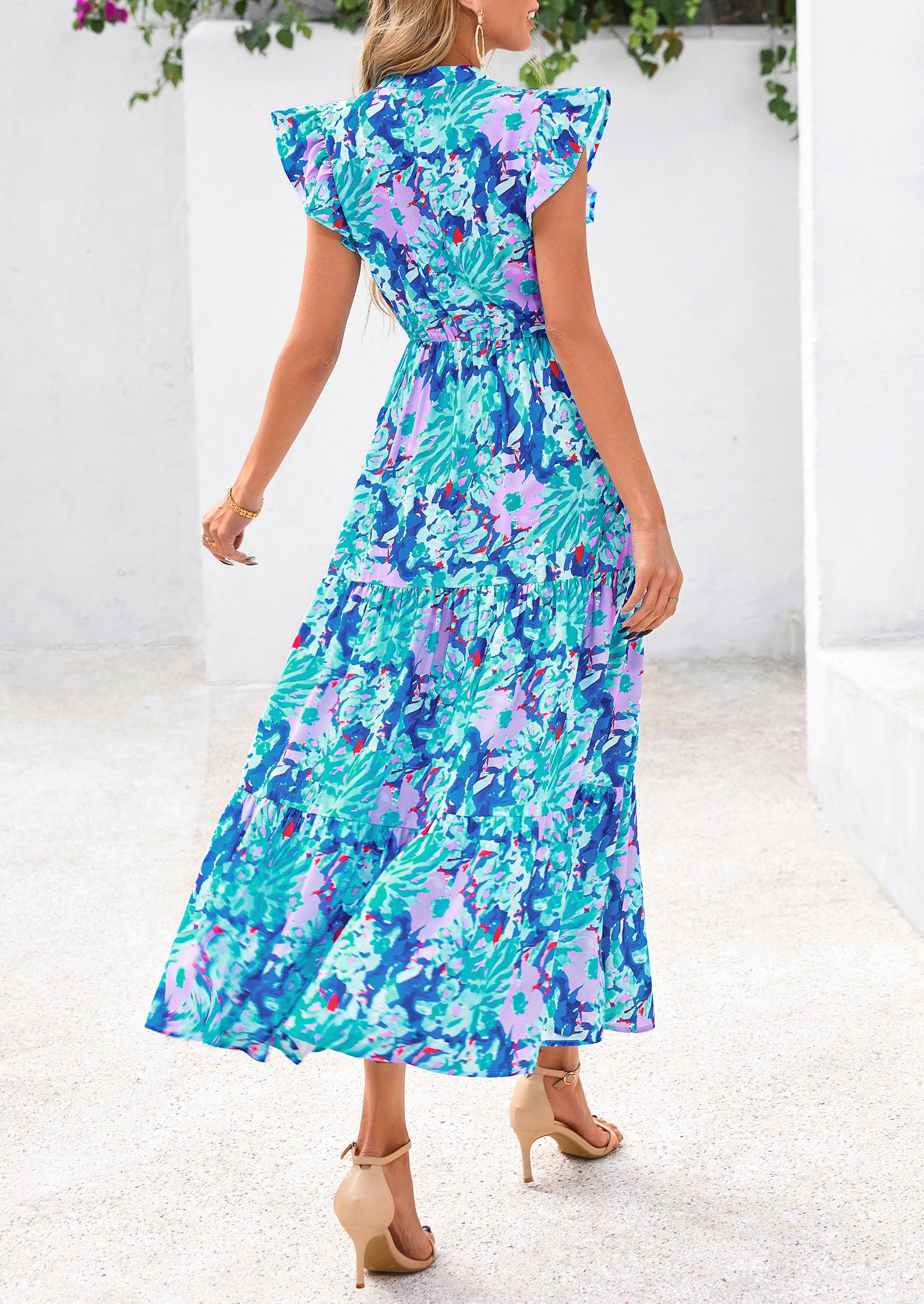 Foto 3 pulgar | Vestido Midi Prettygarden Para Mujer Con Cuello En V Con Estampado Floral De Verano 2025 - Venta Internacional.