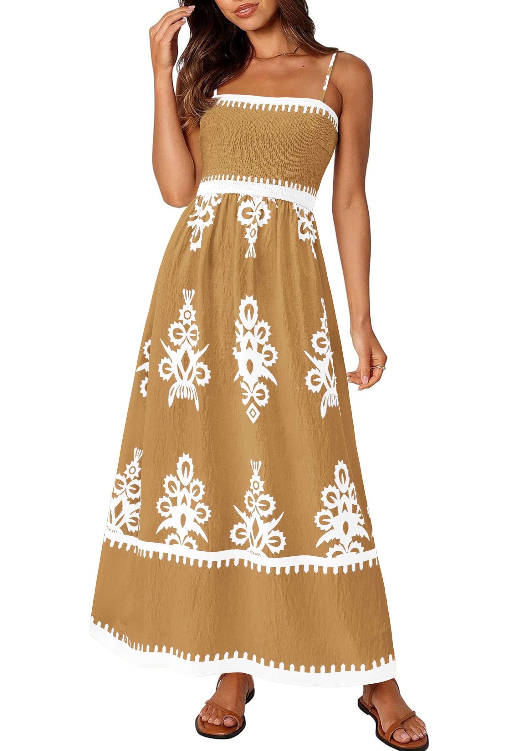 Vestido De Verano Prettygarden Vestido De Verano Con Estampado Floral Para Mujer, Color Caqui M - Venta Internacional.