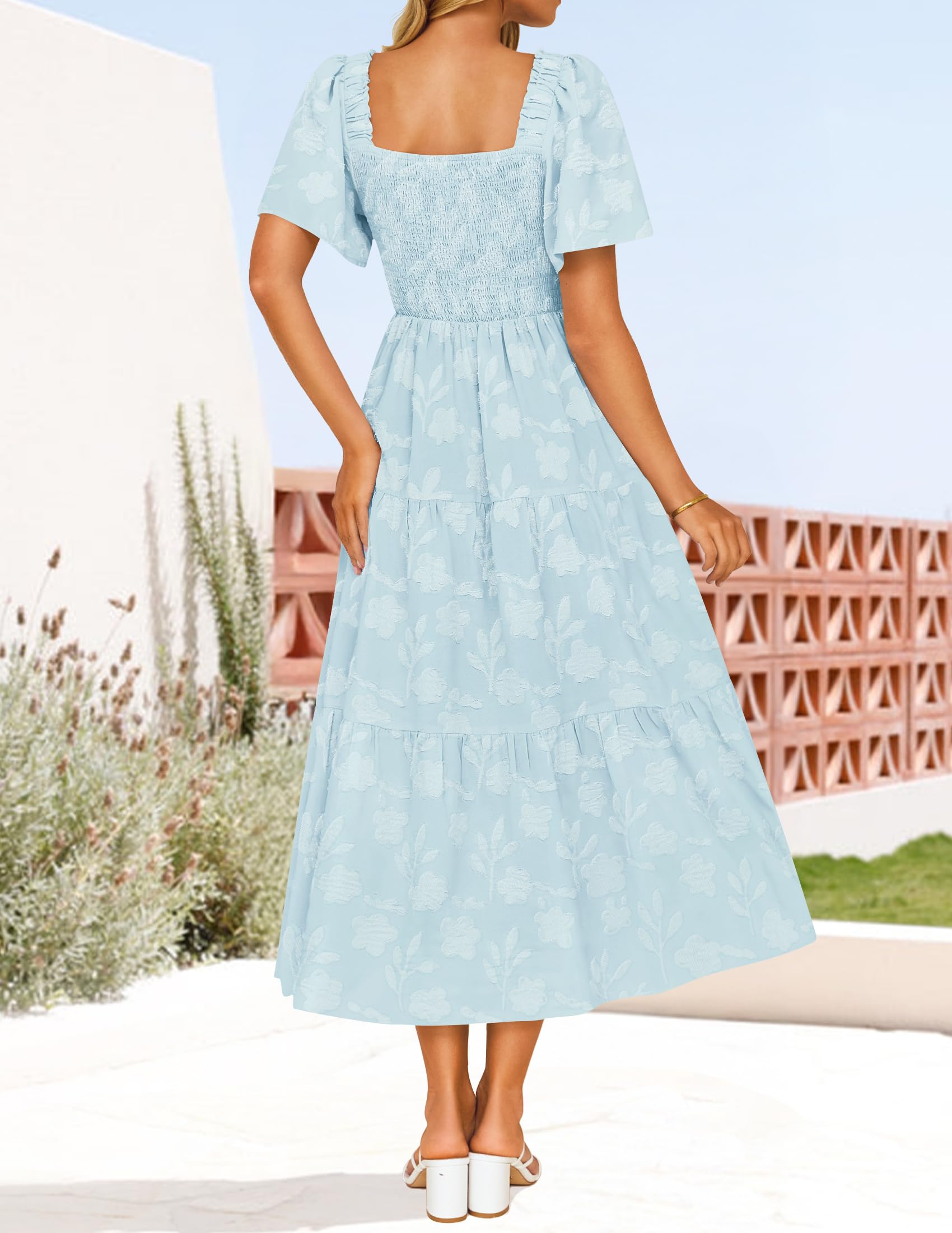 Foto 5 pulgar | Vestido Zesica para Mujer Bohemio Floral Midi Azul - Venta Internacional