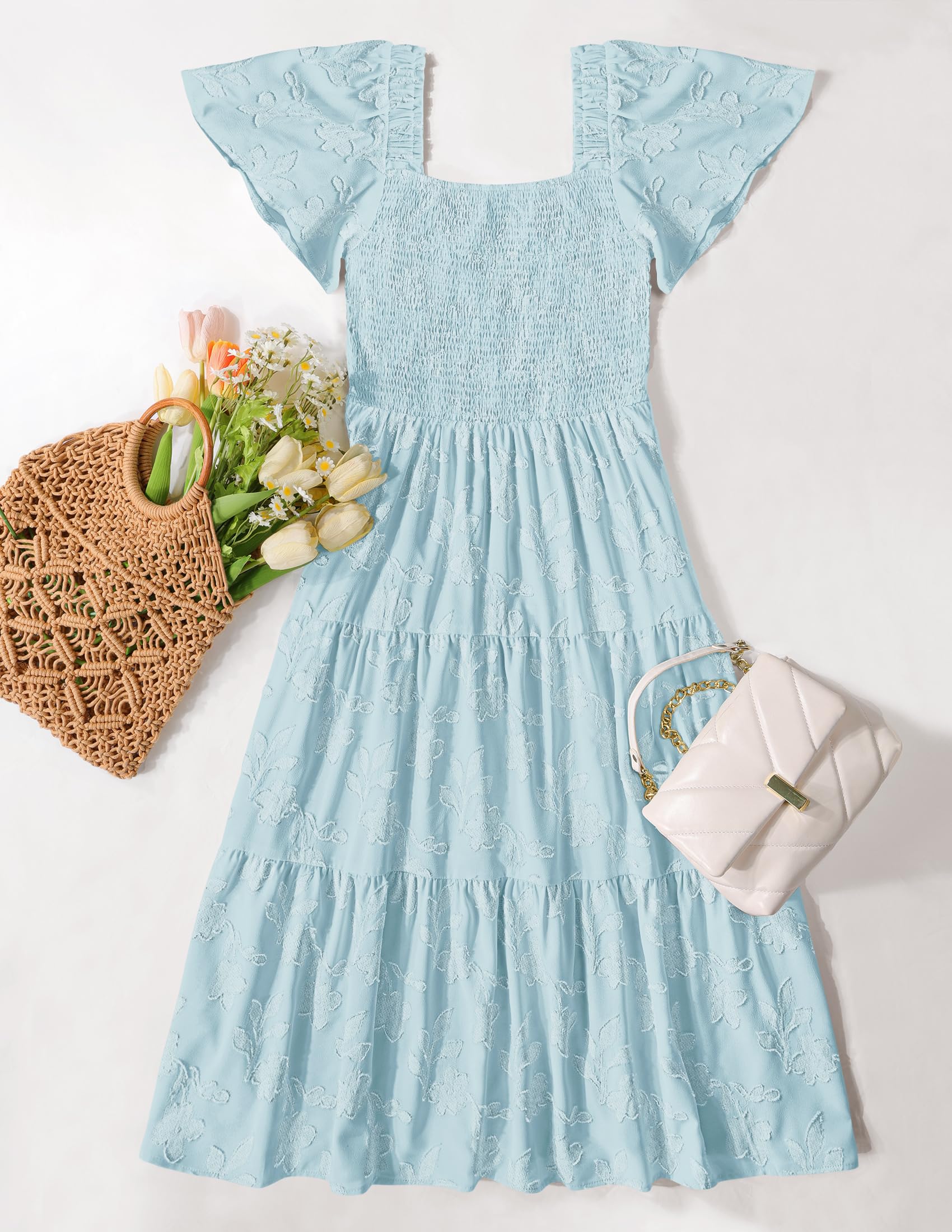 Foto 8 pulgar | Vestido Zesica para Mujer Bohemio Floral Midi Azul - Venta Internacional