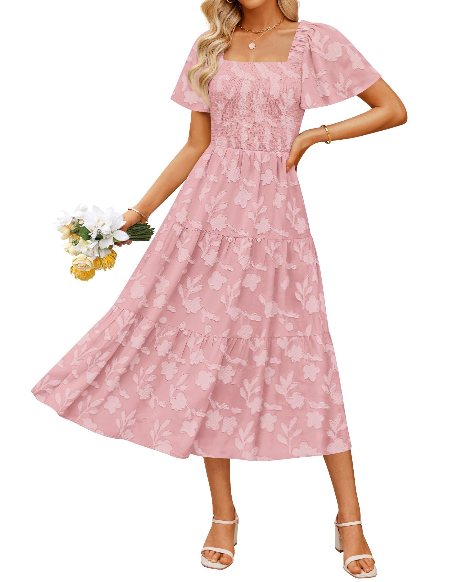 Foto 2 pulgar | Vestido Zesica Midi Rosa  para Mujer- Venta Internacional