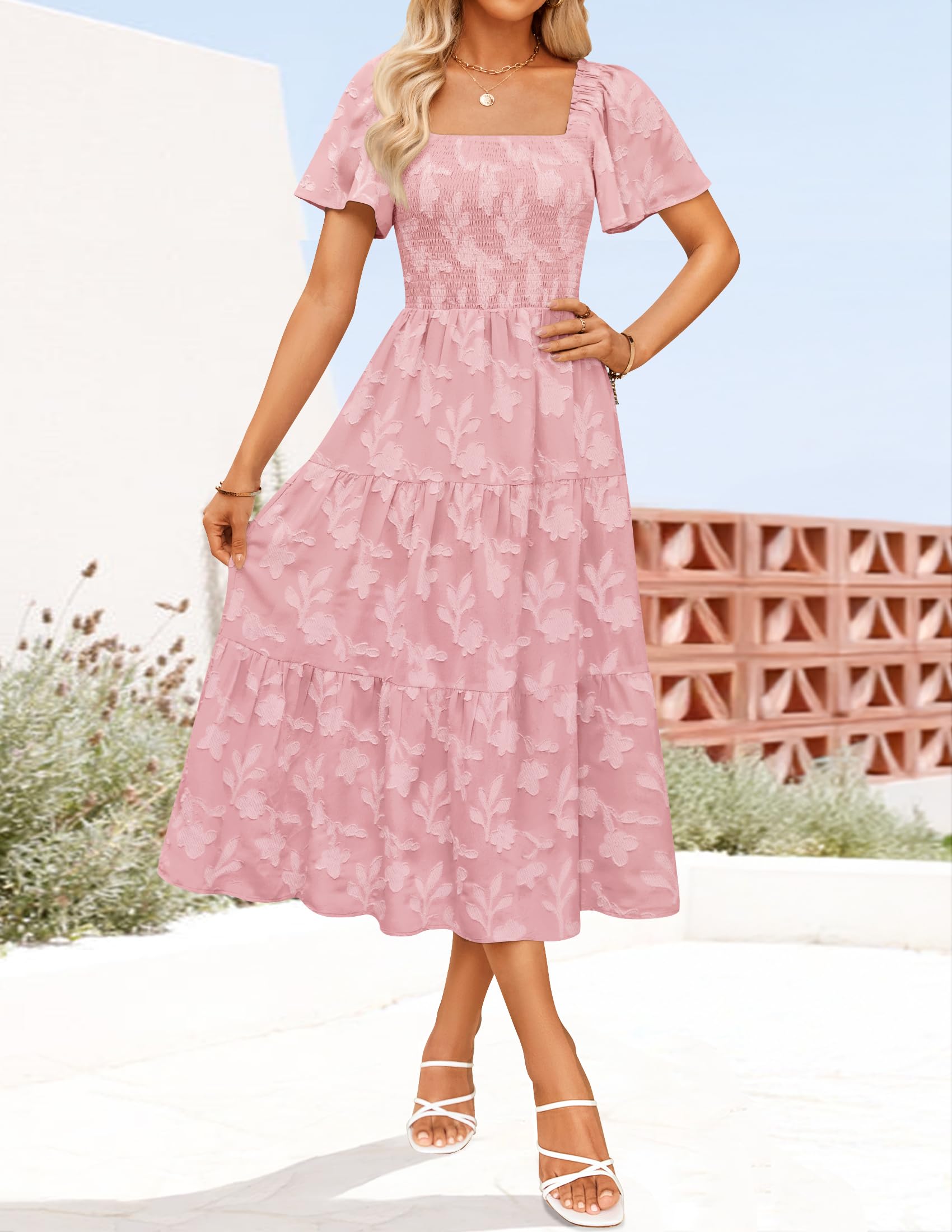 Foto 3 pulgar | Vestido Zesica Midi Rosa  para Mujer- Venta Internacional