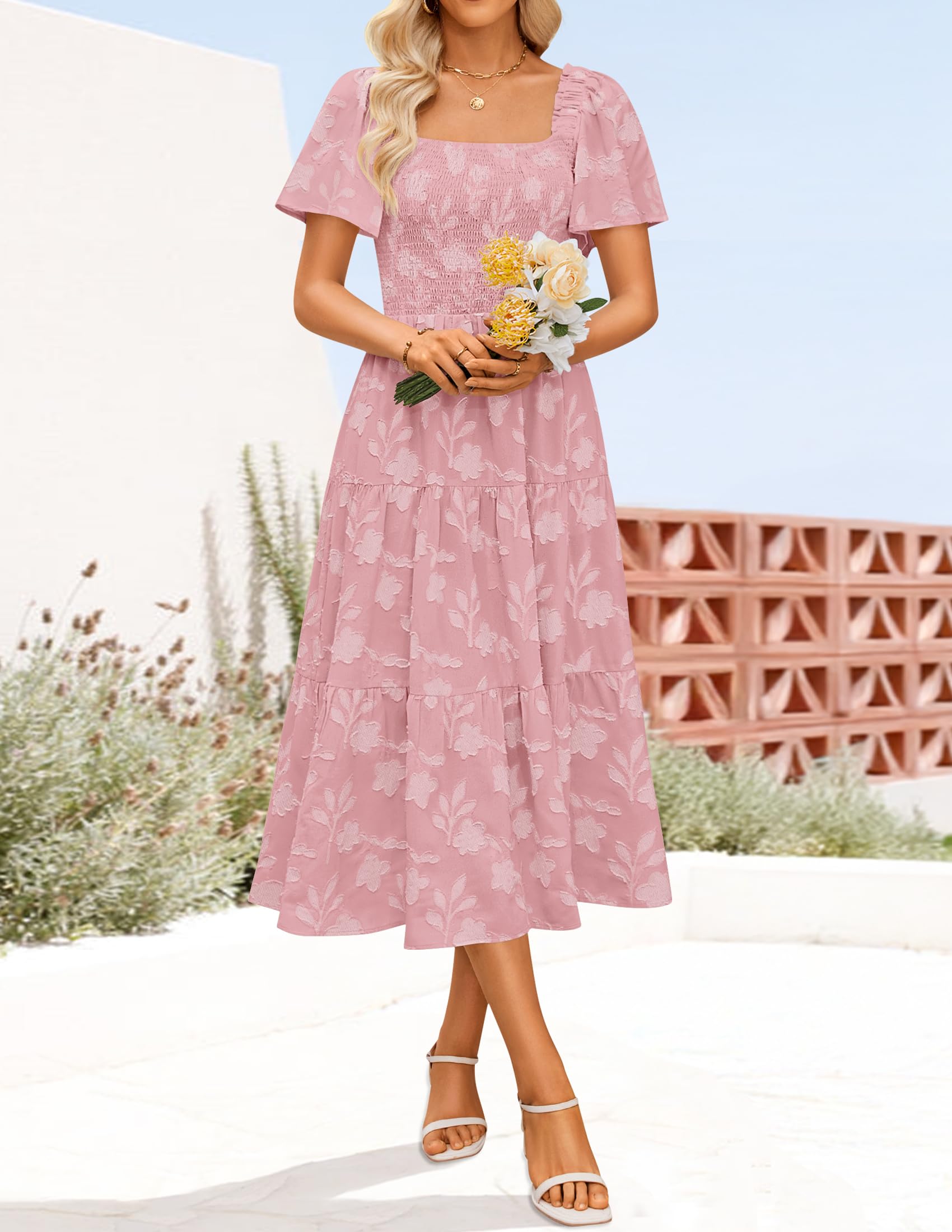 Foto 4 pulgar | Vestido Zesica Midi Rosa  para Mujer- Venta Internacional