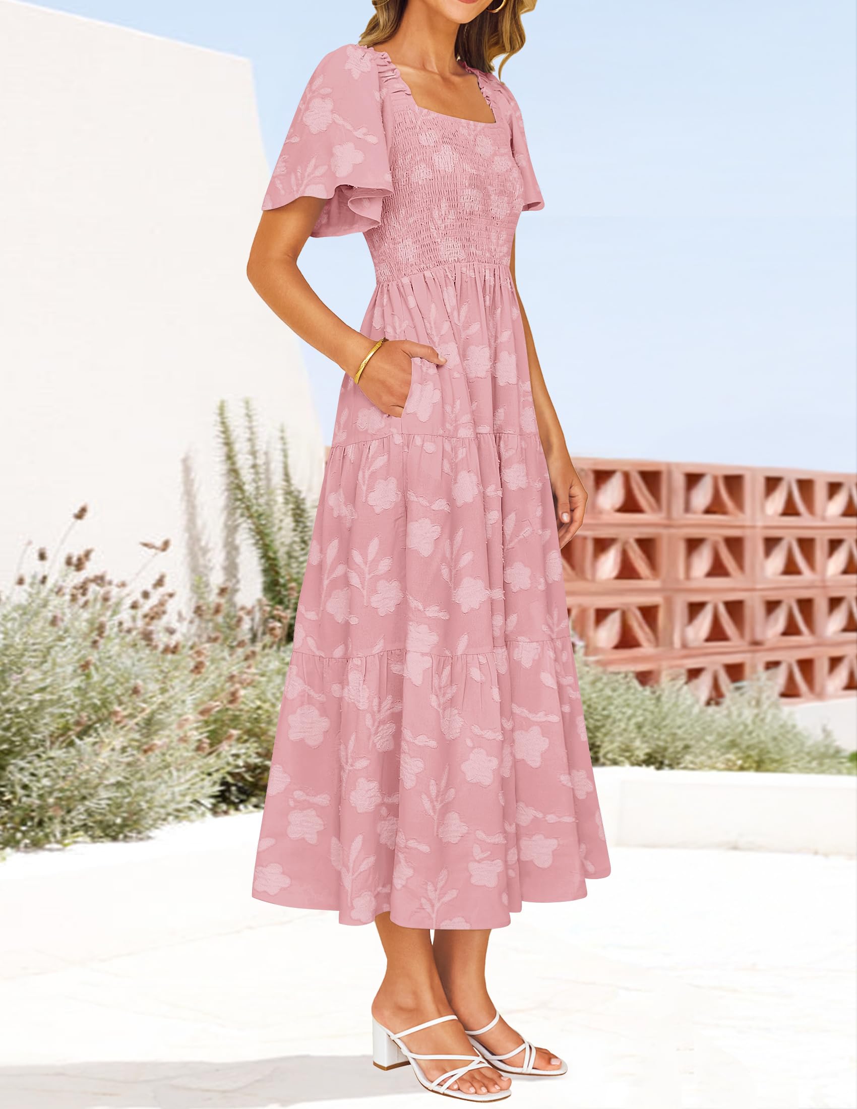 Foto 6 pulgar | Vestido Zesica Midi Rosa  para Mujer- Venta Internacional