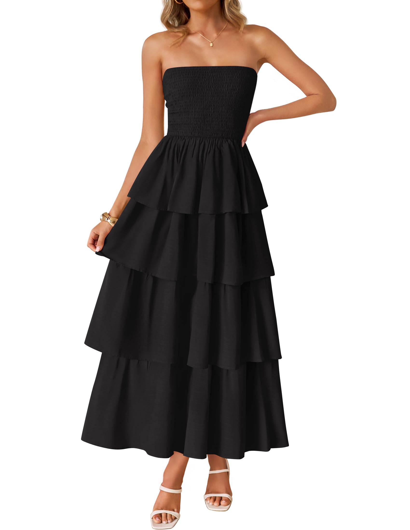 Foto 2 pulgar | Vestido Largo Zesica Summer Sin Tirantes para Mujer - Venta Internacional