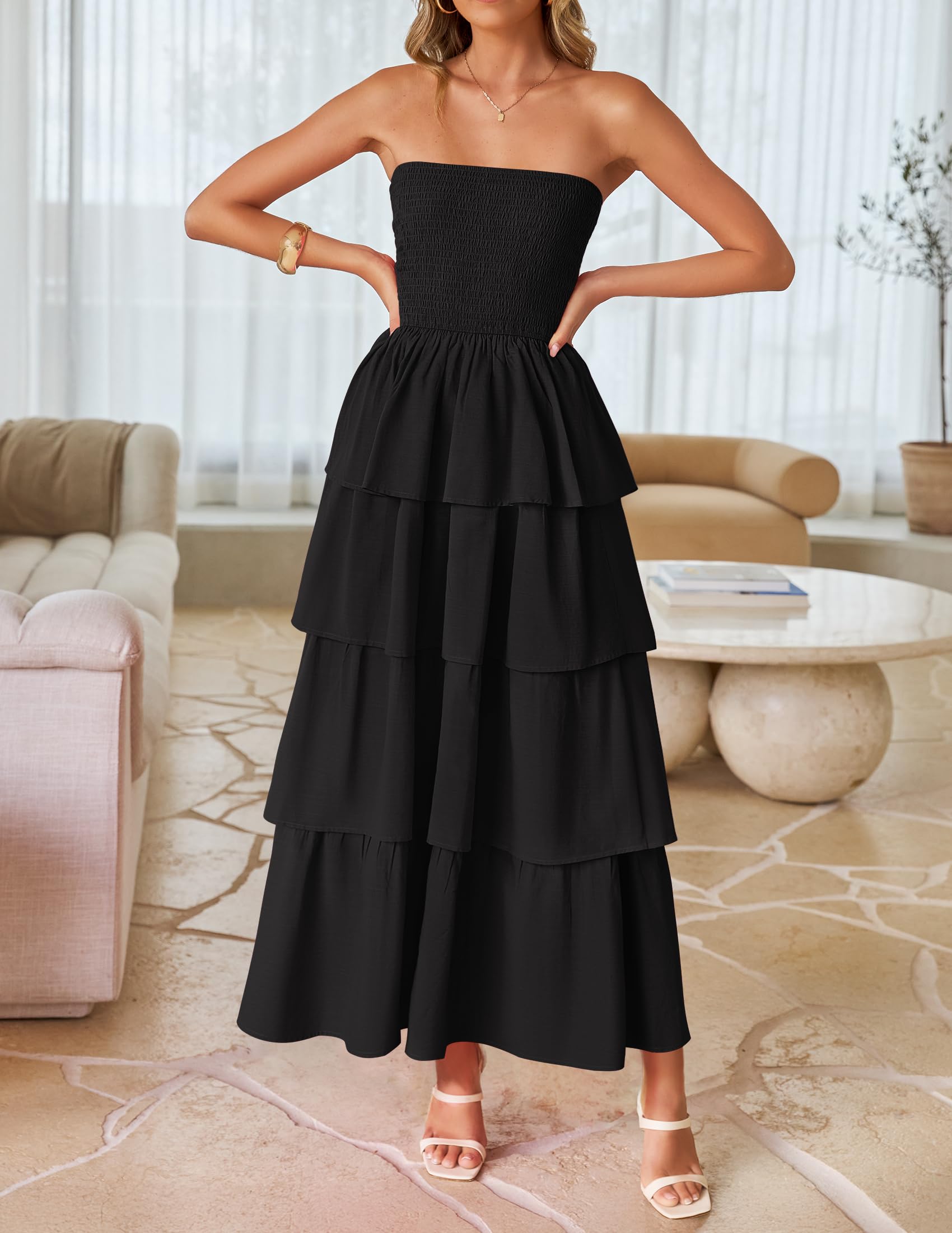 Foto 2 | Vestido Largo Zesica Summer Sin Tirantes para Mujer - Venta Internacional