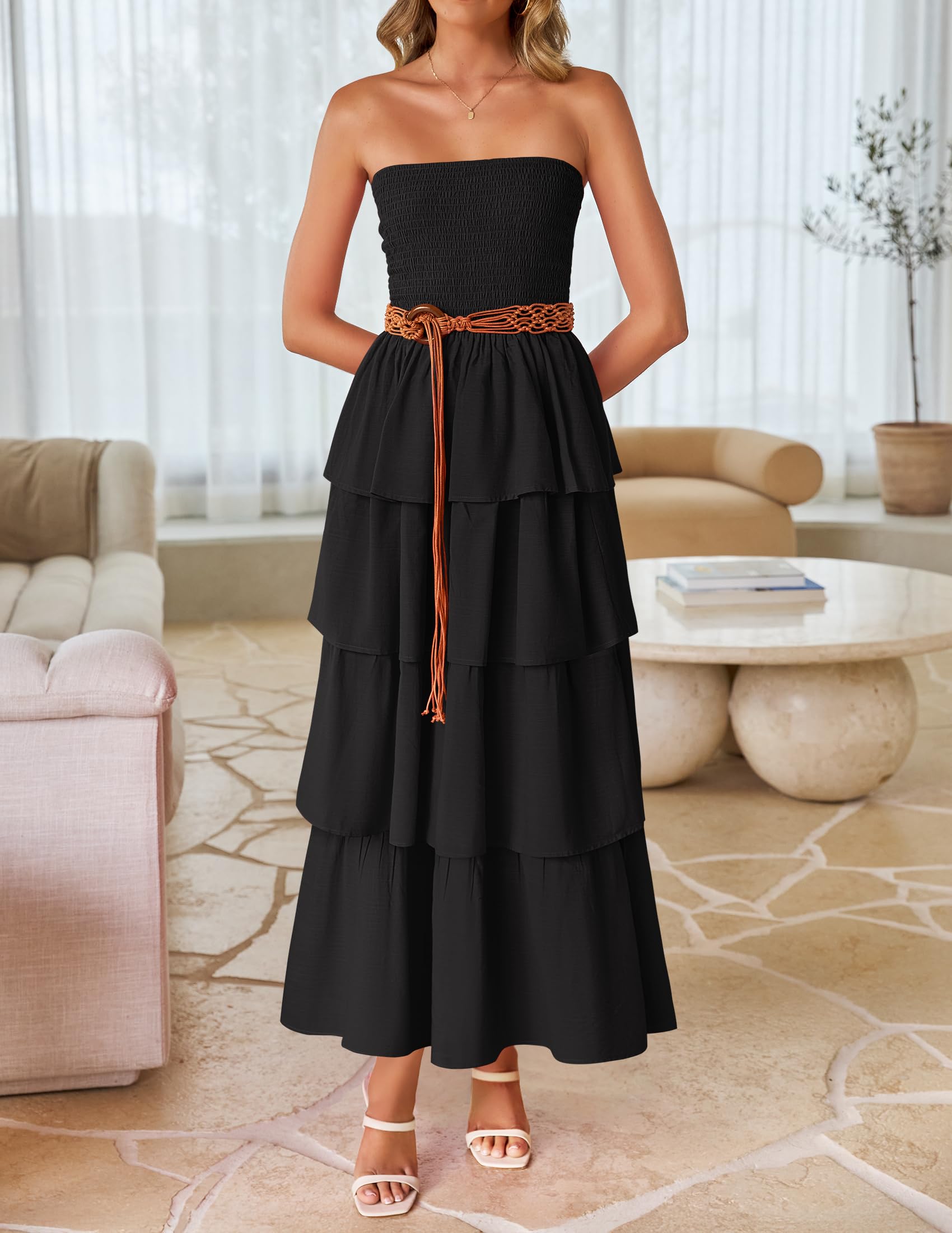 Foto 5 pulgar | Vestido Largo Zesica Summer Sin Tirantes para Mujer - Venta Internacional