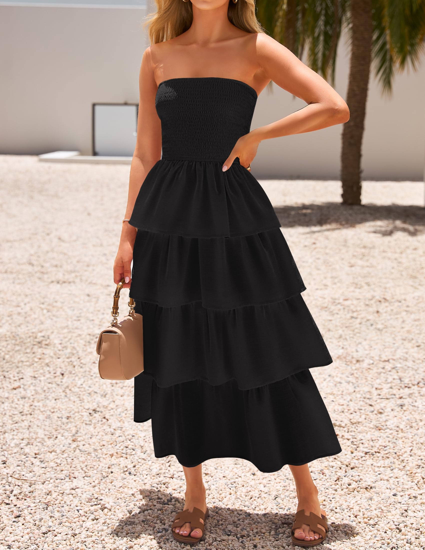 Foto 6 pulgar | Vestido Largo Zesica Summer Sin Tirantes para Mujer - Venta Internacional