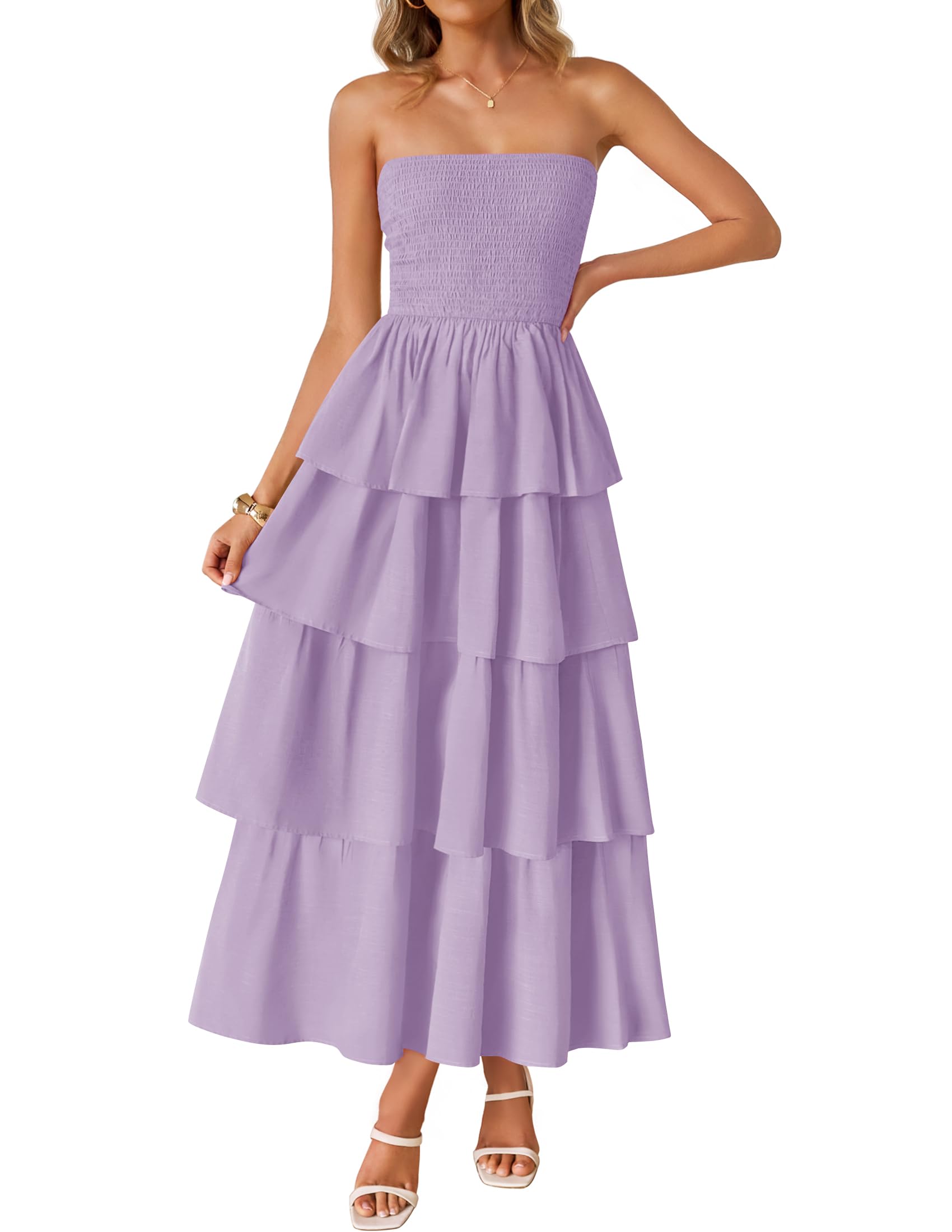 Foto 2 pulgar | Vestido Largo Zesica Sin Tirantes Morado - Venta Internacional