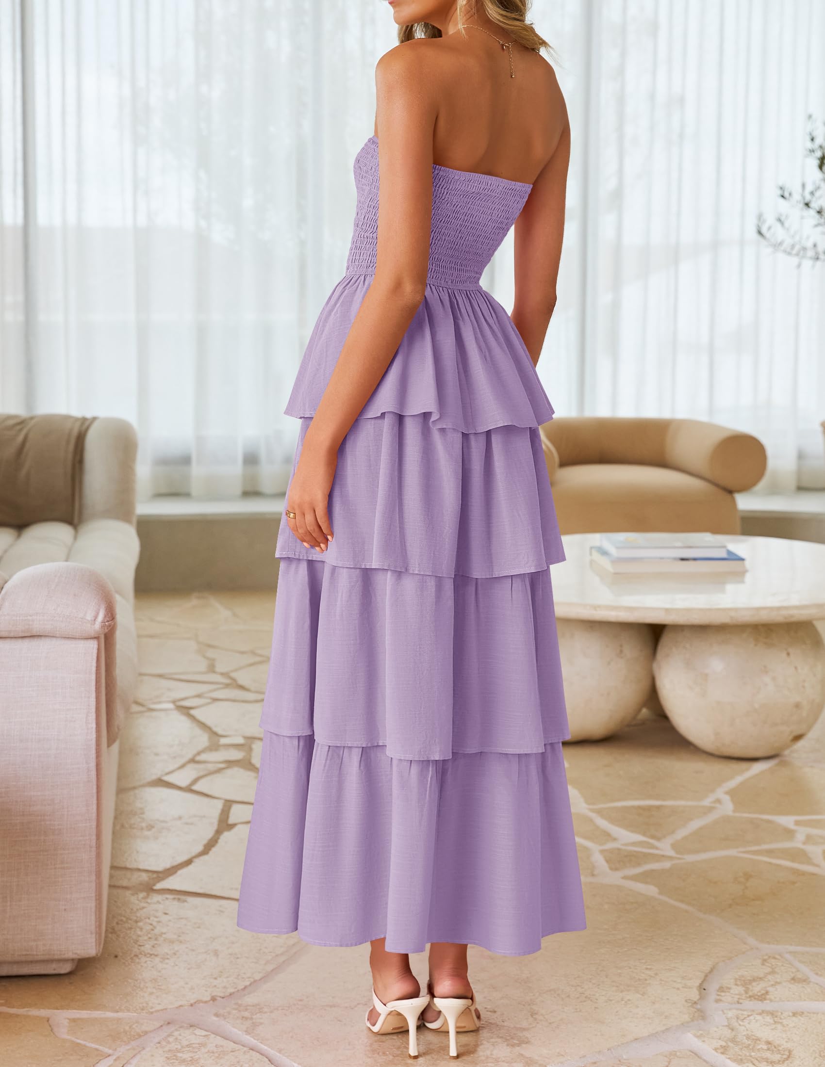 Foto 4 pulgar | Vestido Largo Zesica Sin Tirantes Morado - Venta Internacional