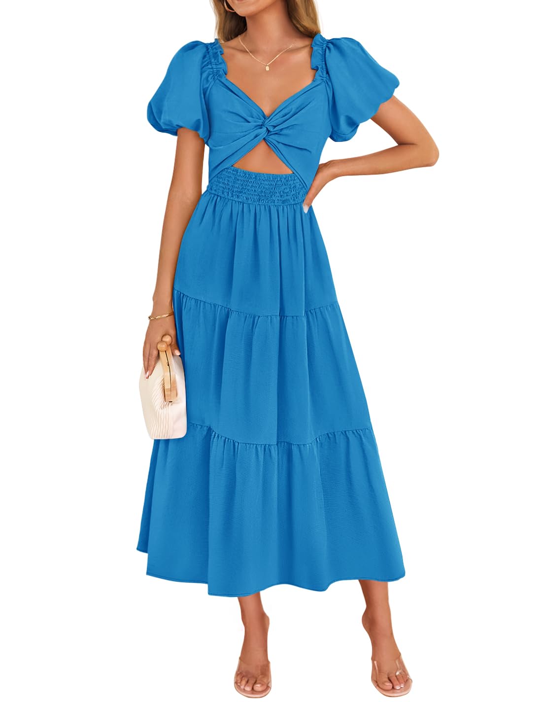 Vestido Zesica 2025 Para Mujer, Estilo Bohemio, Manga Corta, Color Cobalto - Venta Internacional.