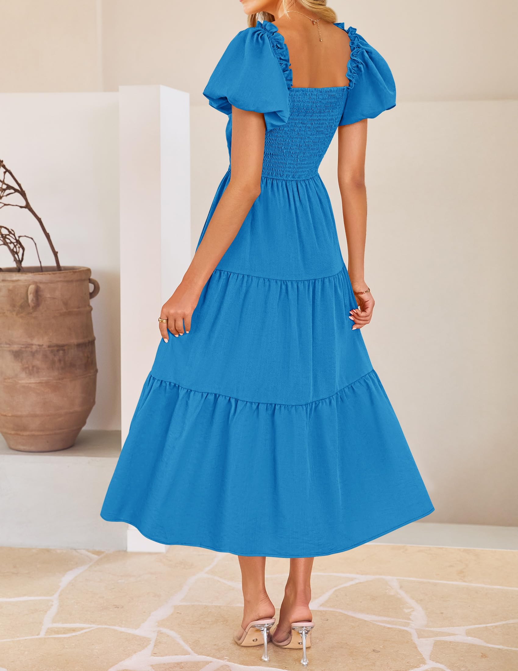 Foto 5 pulgar | Vestido Zesica 2025 Para Mujer, Estilo Bohemio, Manga Corta, Color Cobalto - Venta Internacional.