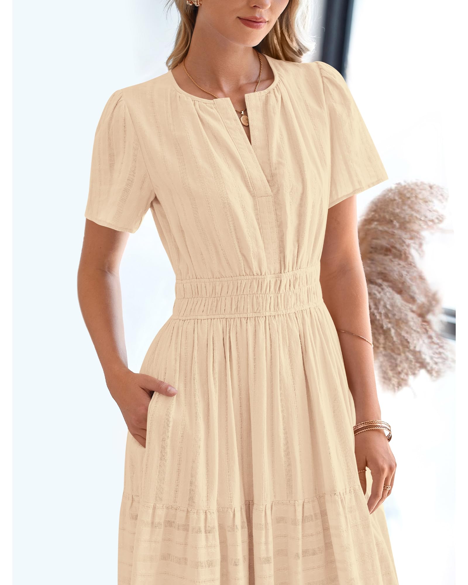 Foto 8 pulgar | Vestido Casual Btfbm De Verano 2025 Con Cuello En V Y Manga Corta Para Mujer - Venta Internacional.