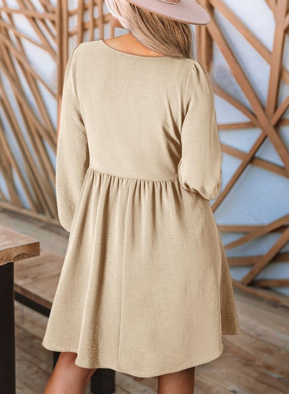 Foto 2 | Vestido De Manga Larga Dokotoo 2025 Casual Con Cintura Imperial Fruncida - Venta Internacional.