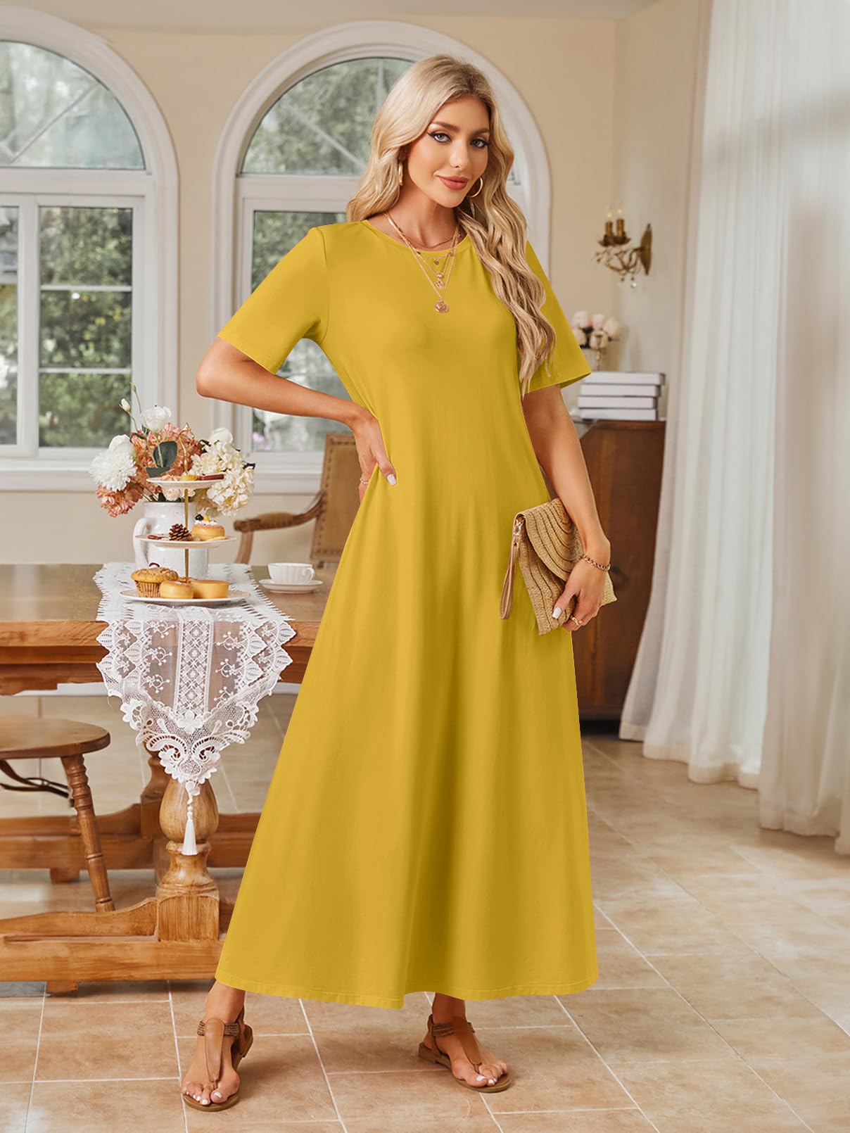 Foto 2 | Vestido Largo Merokeety Para Mujer 2025 Primavera-verano Ginger - Venta Internacional.