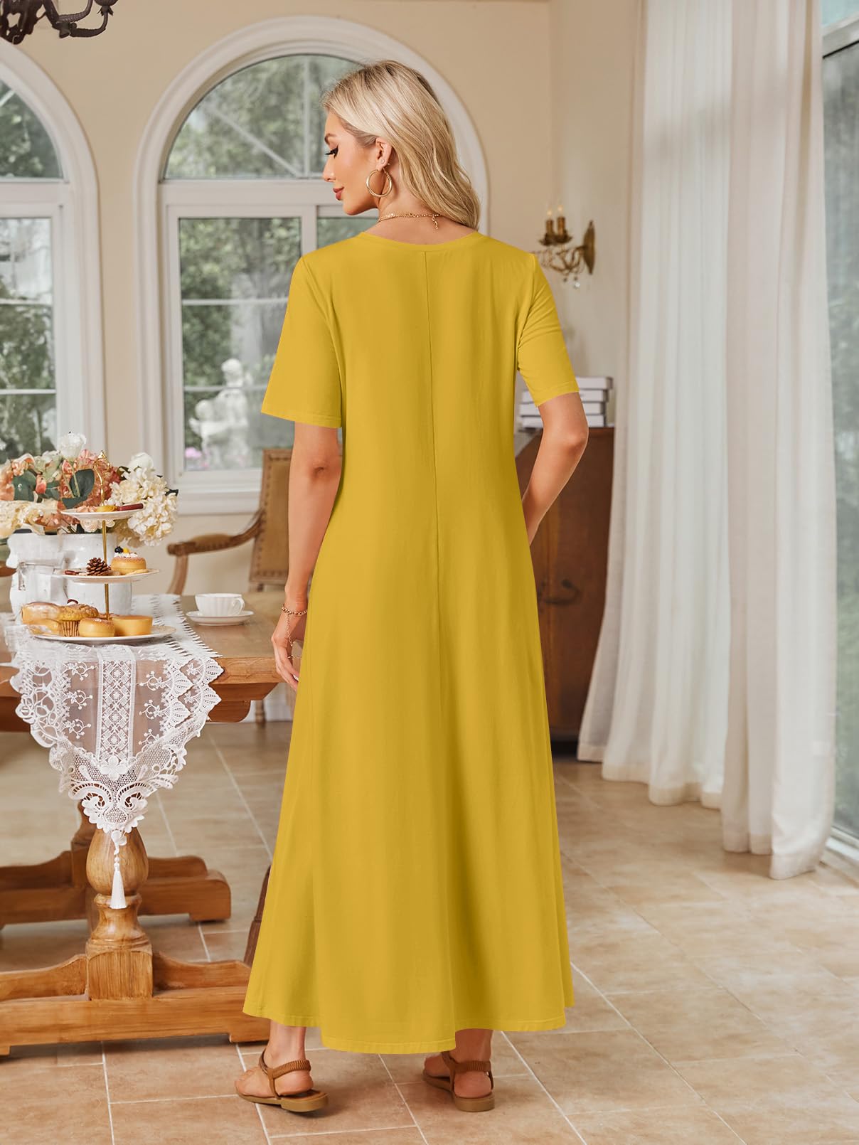 Foto 4 pulgar | Vestido Largo Merokeety Para Mujer 2025 Primavera-verano Ginger - Venta Internacional.