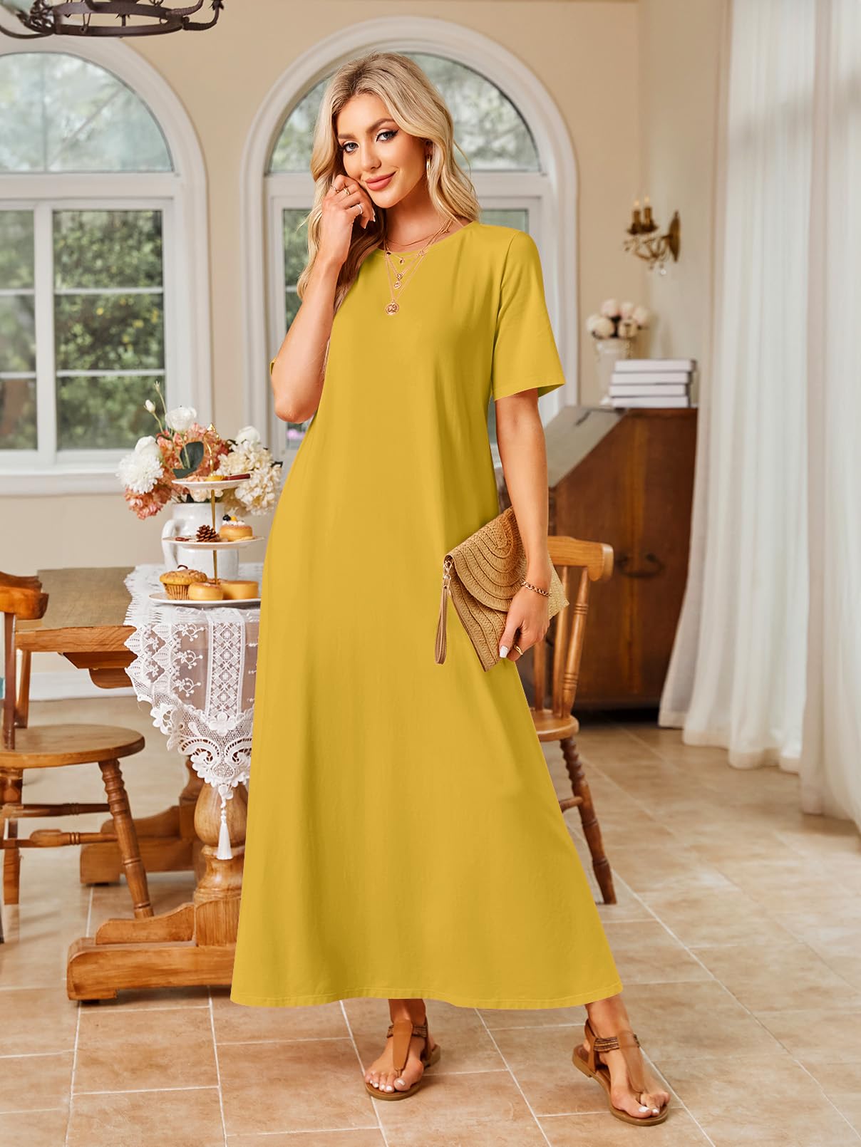 Foto 7 pulgar | Vestido Largo Merokeety Para Mujer 2025 Primavera-verano Ginger - Venta Internacional.